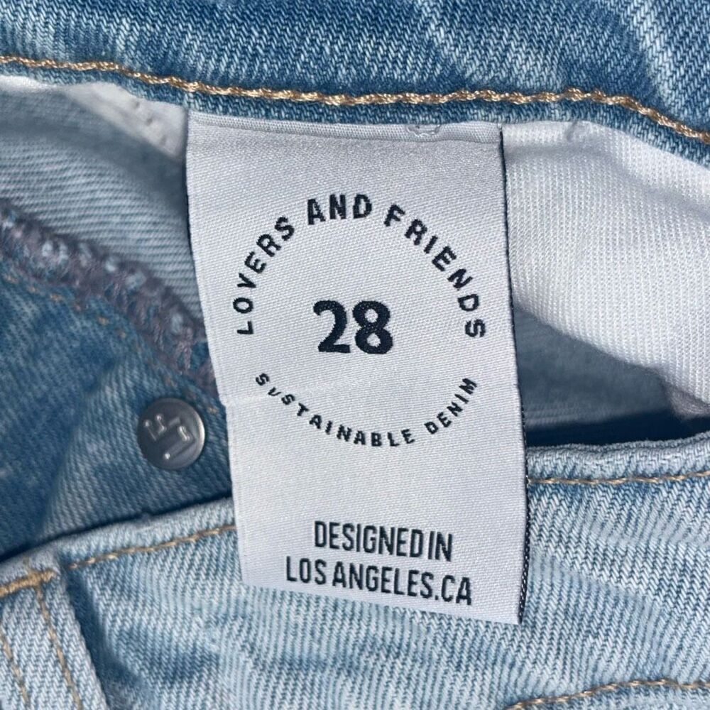 Lovers + Friends Reece High Rise Rigid Slim Straight Jeans In Palms 28 - Picture 6 of 15